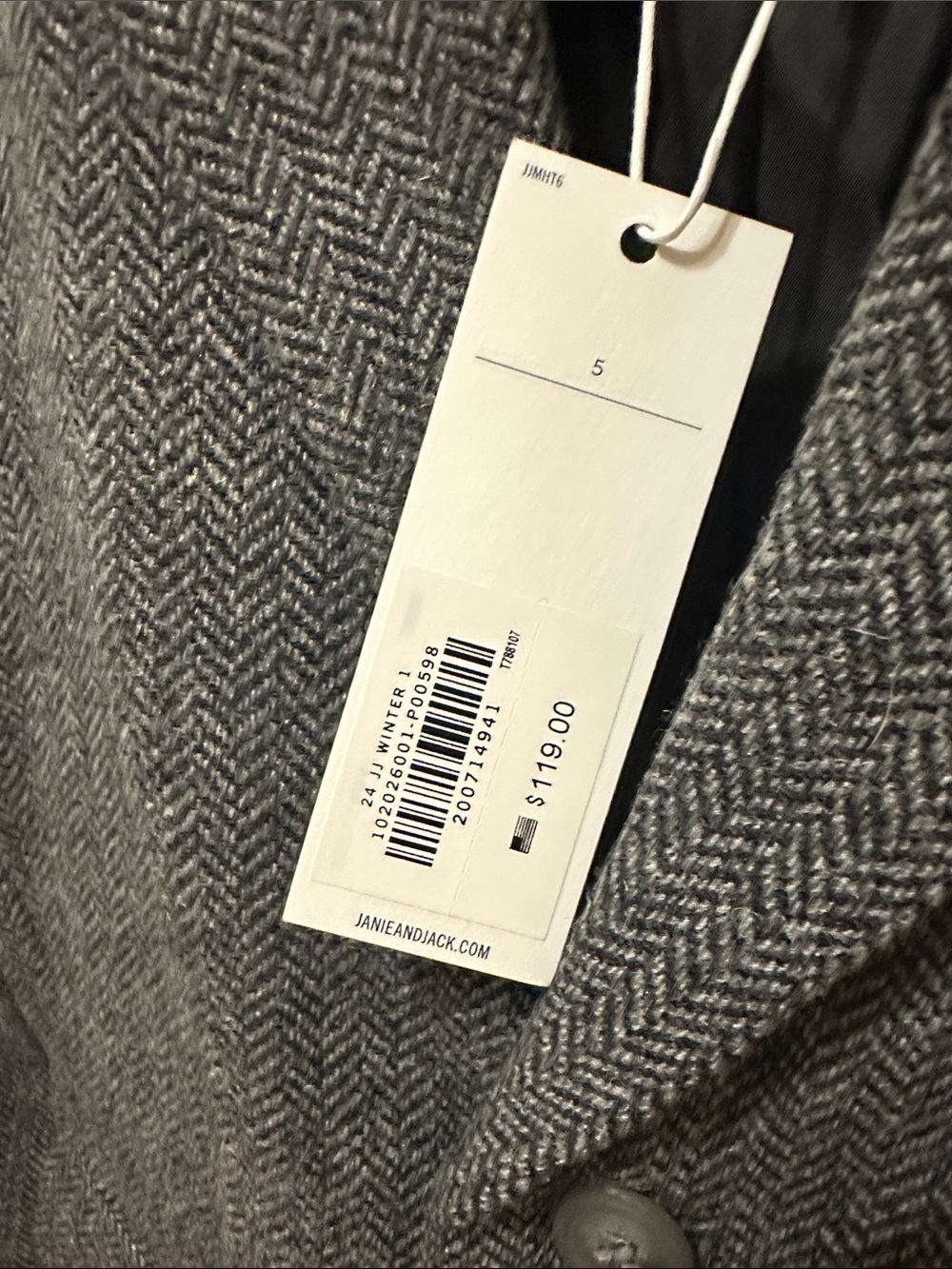 Janie and Jack Gray Herringbone Blazer Jacket - Picture 2 of 5